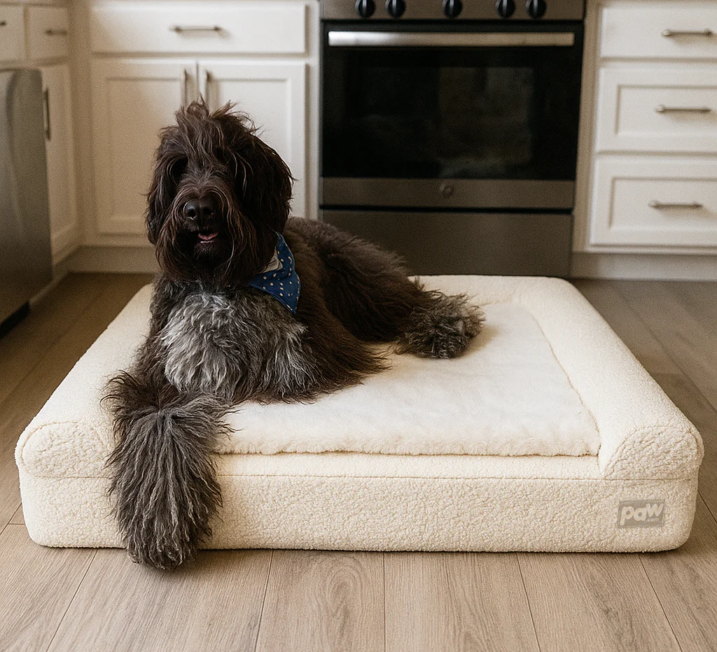 PupLuxe™ 3-Bolster Dog Bed - Cream Bouclé - Image 3