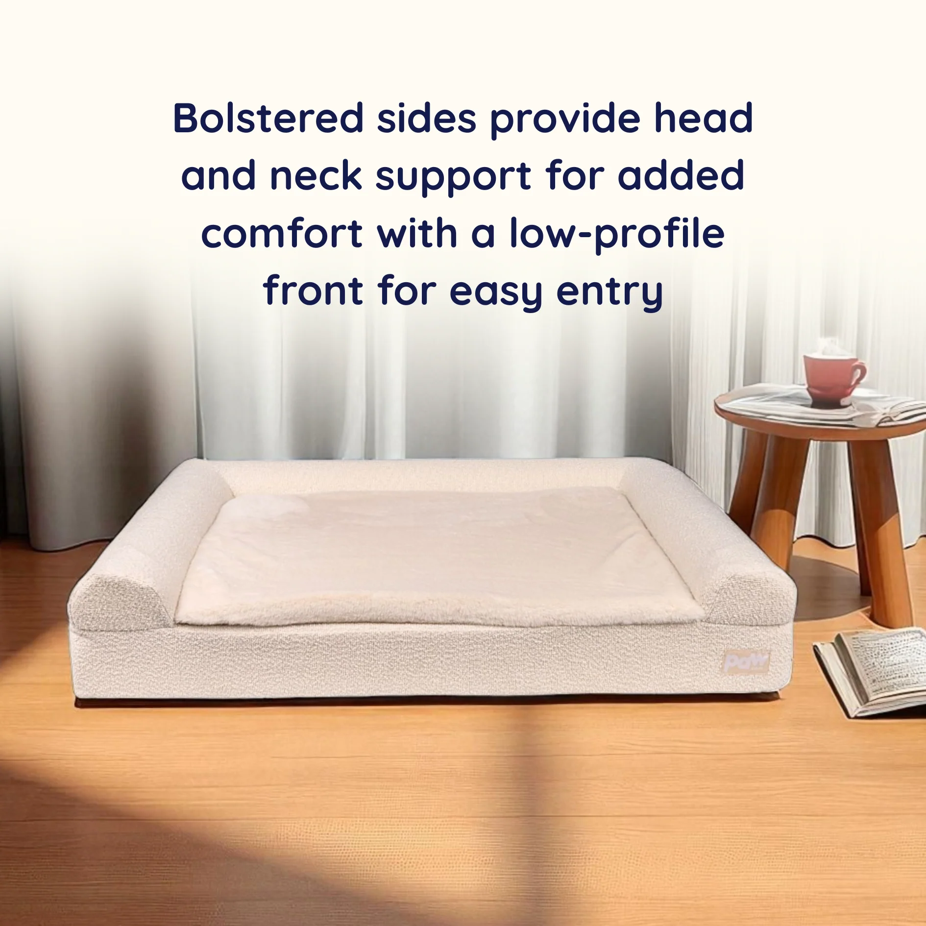 PupLuxe™ 3-Bolster Dog Bed - Cream Bouclé - Image 6