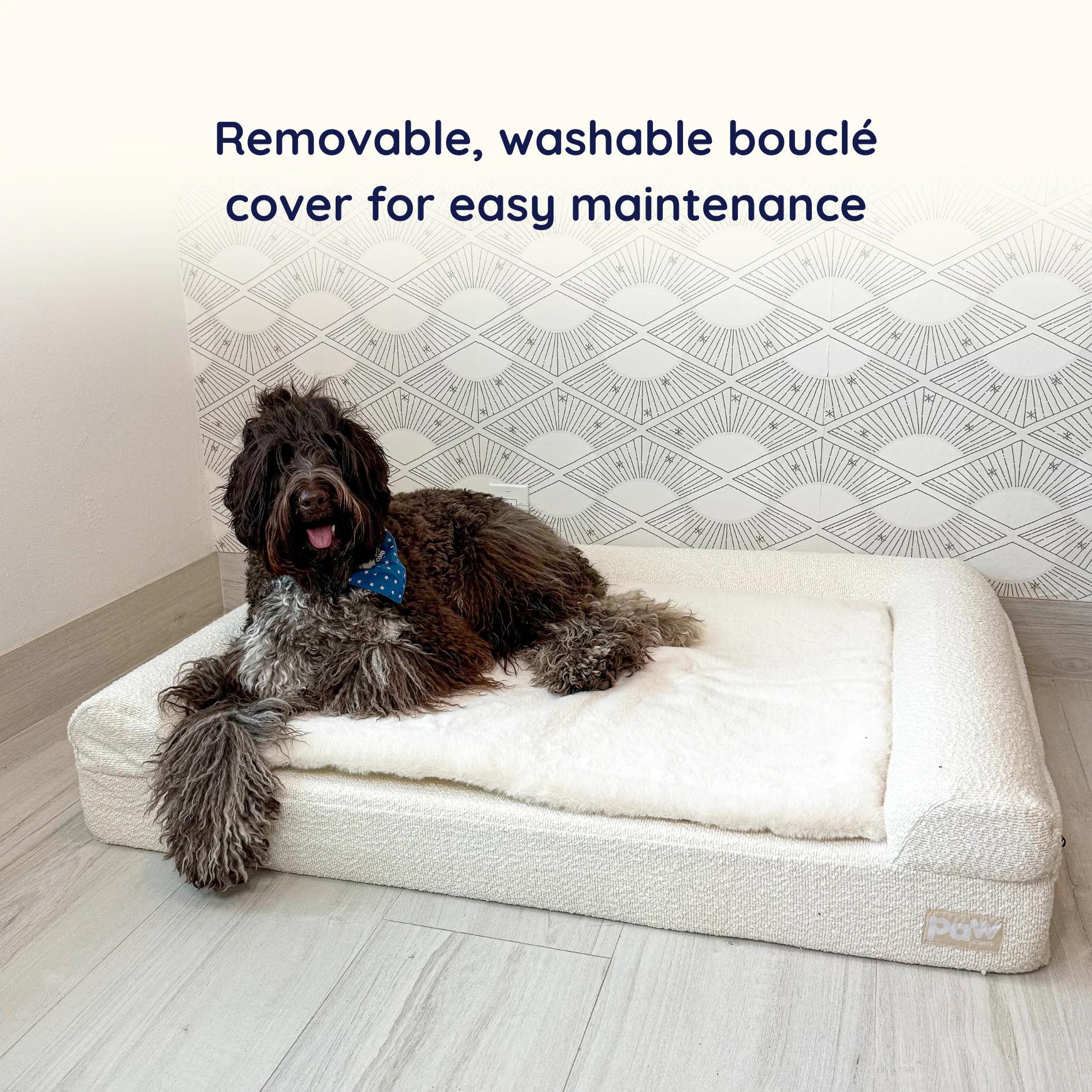 PupLuxe™ 3-Bolster Dog Bed - Cream Bouclé - Image 8