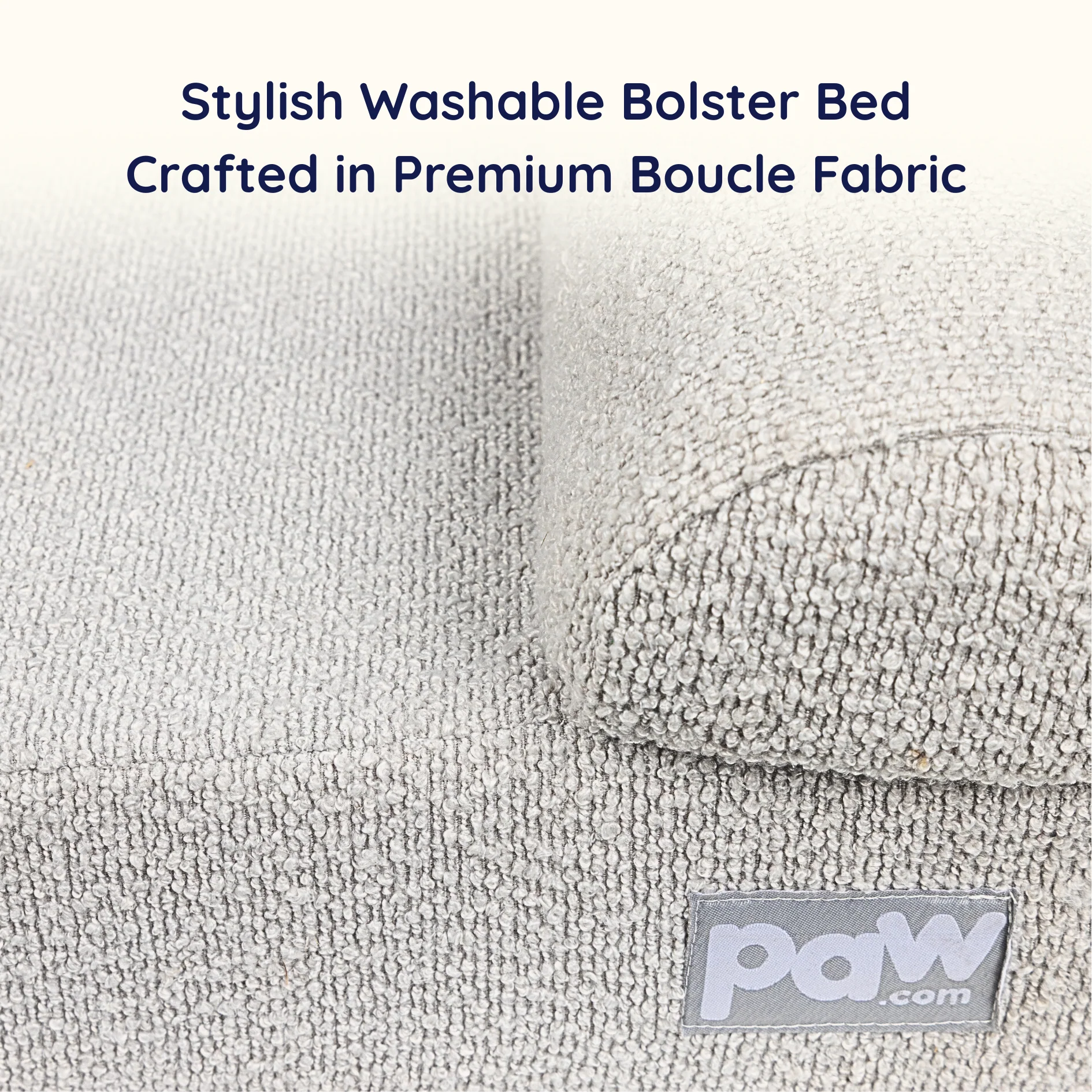 PupLuxe™ 3-Bolster Dog Bed - Grey Bouclé - Image 3