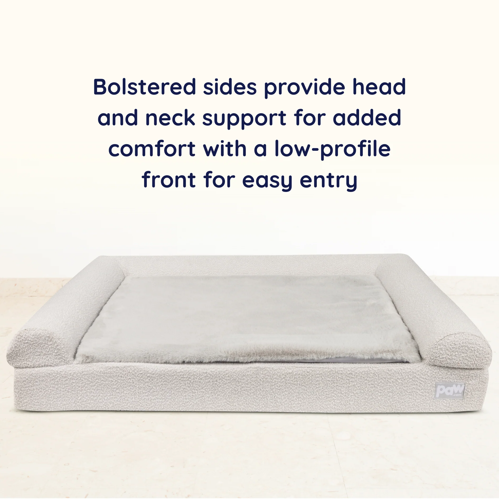 PupLuxe™ 3-Bolster Dog Bed - Grey Bouclé - Image 4