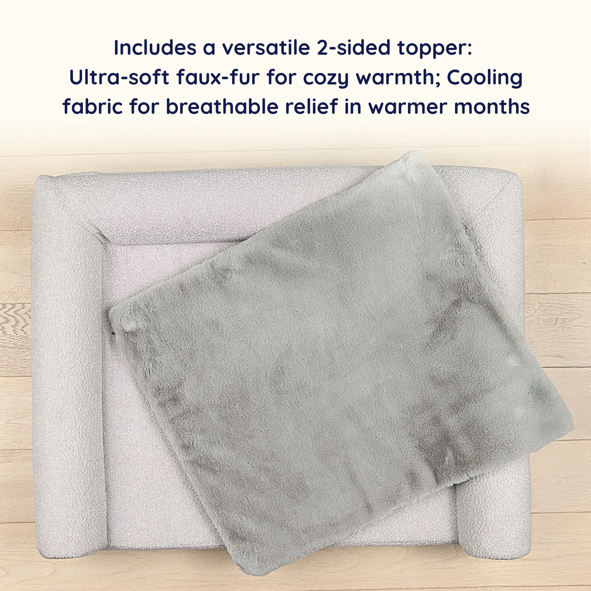 PupLuxe™ 3-Bolster Dog Bed - Grey Bouclé - Image 5