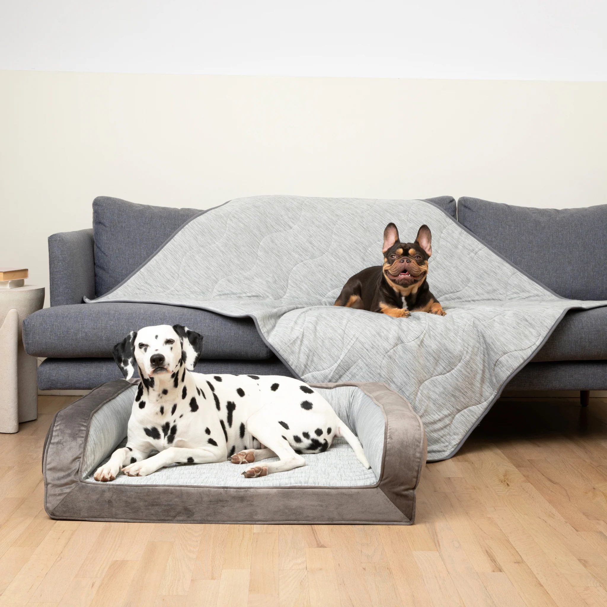 PupChill™ Cooling Bolster Dog Bed + Waterproof Blanket Bundle - Arctic Grey - Image 14