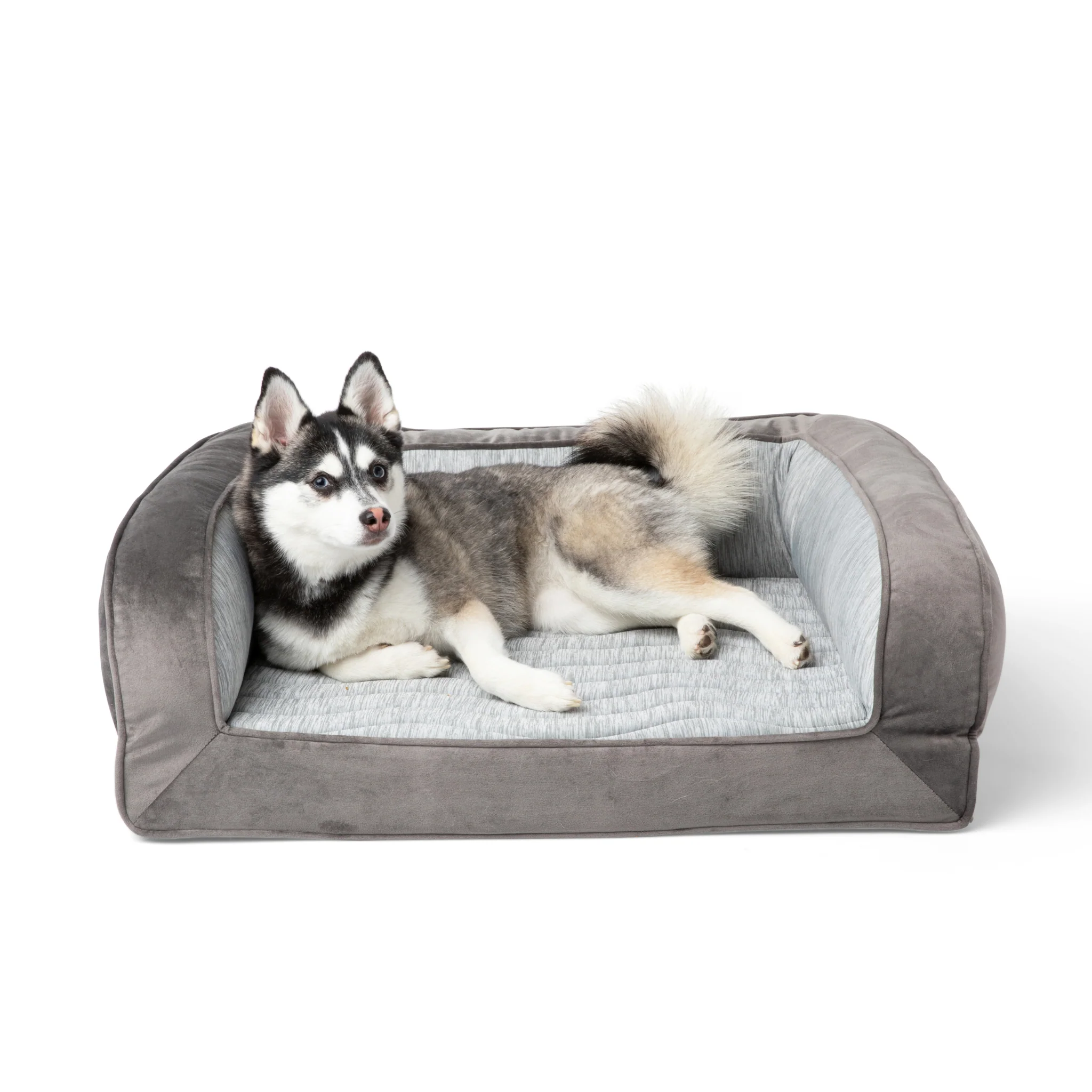 PupChill™ Cooling Bolster Dog Bed + Waterproof Blanket Bundle - Arctic Grey - Image 15