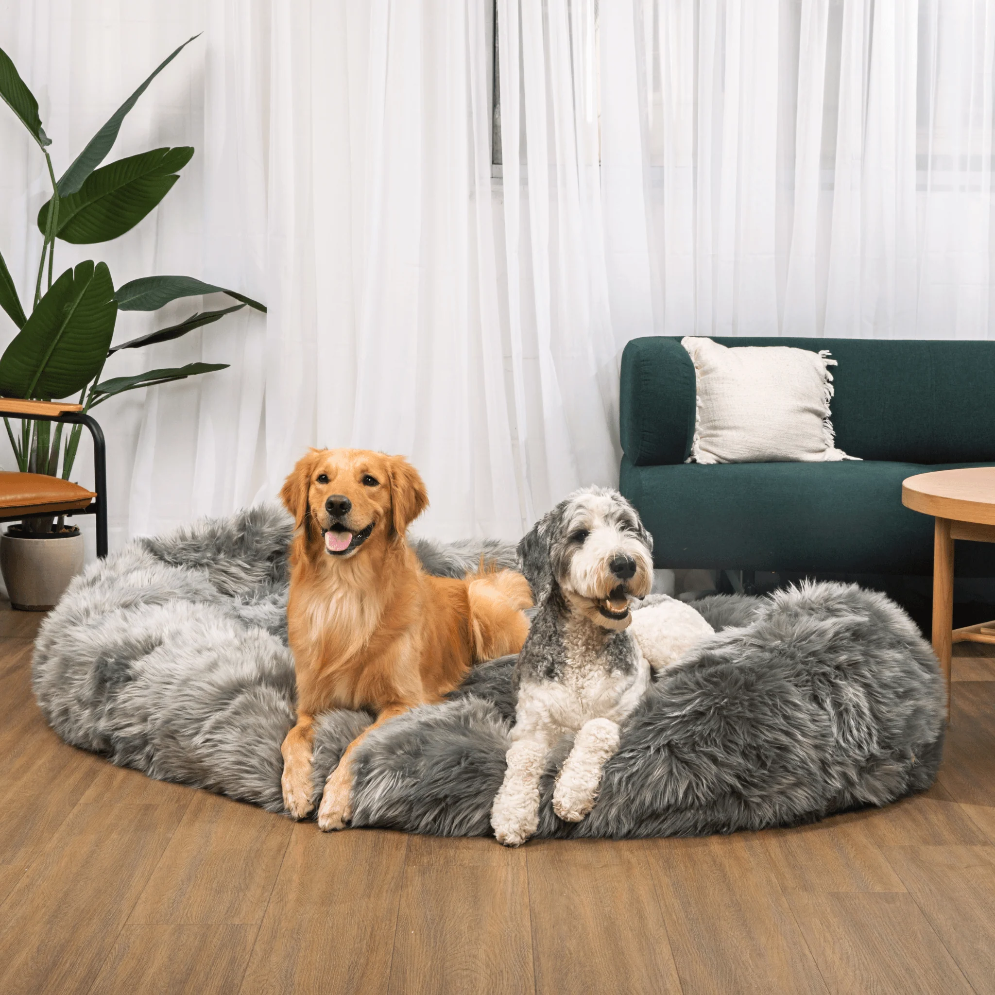 PupCloud™ Human-Size Faux Fur Memory Foam Dog Bed - Charcoal Grey - Image 9
