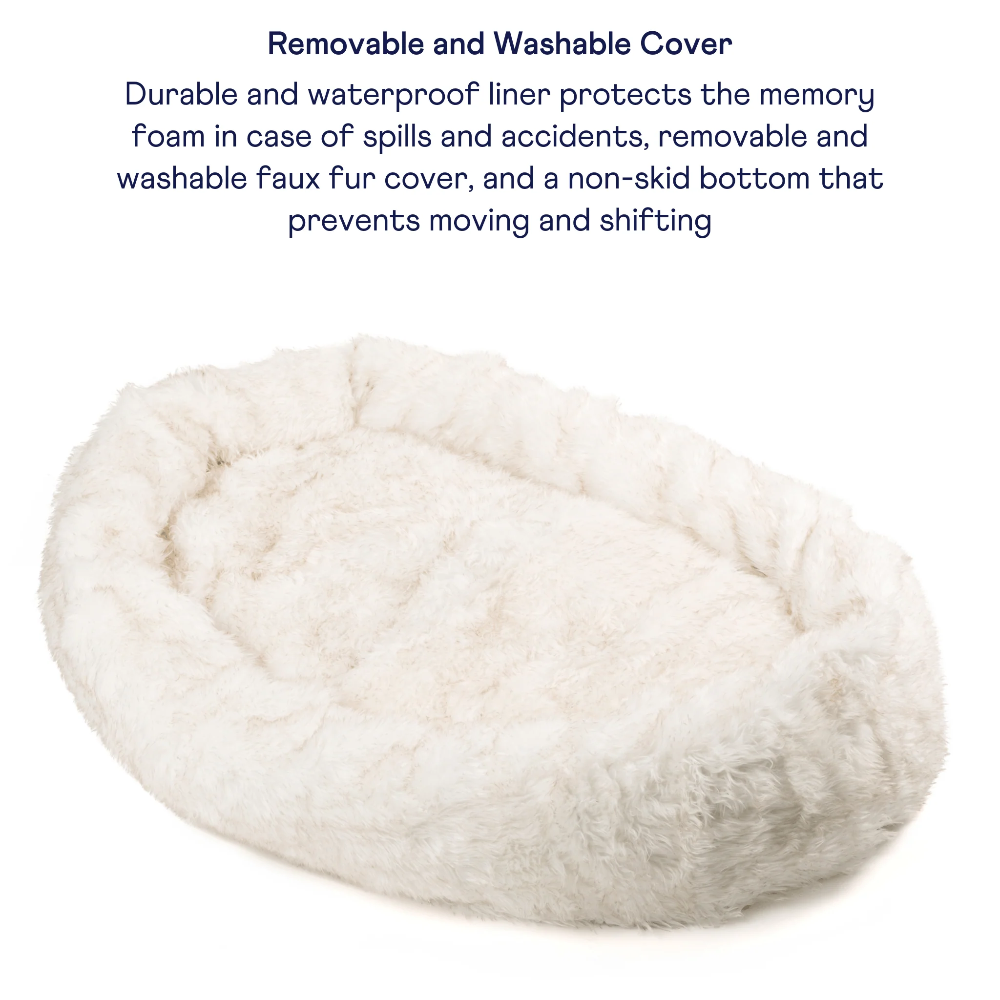 PupCloud™ Human-Size Faux Fur Memory Foam Dog Bed - White with Brown Accents - Image 5