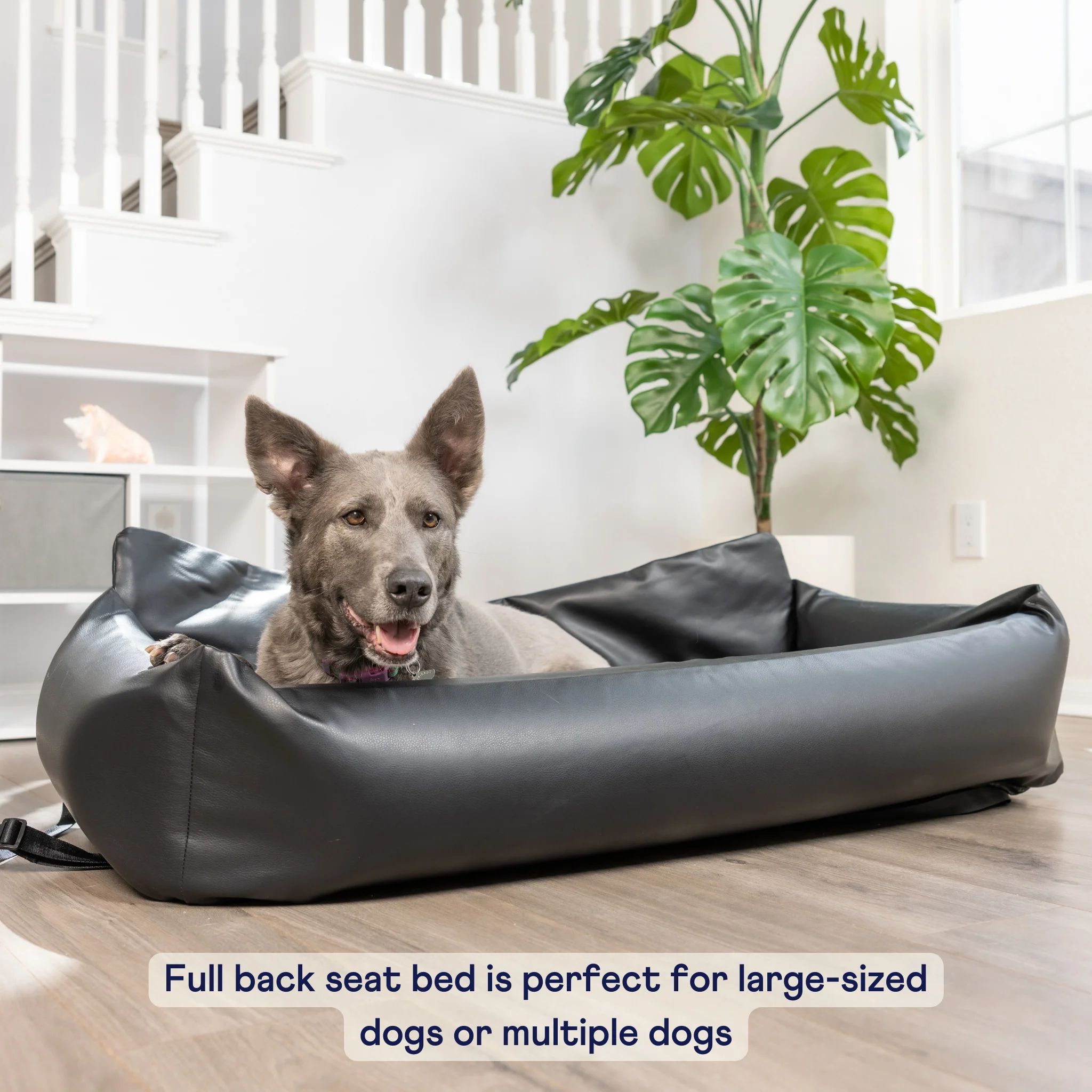 PupProtector™ Faux Leather Memory Foam Dog Car Bed -  Black - Image 12