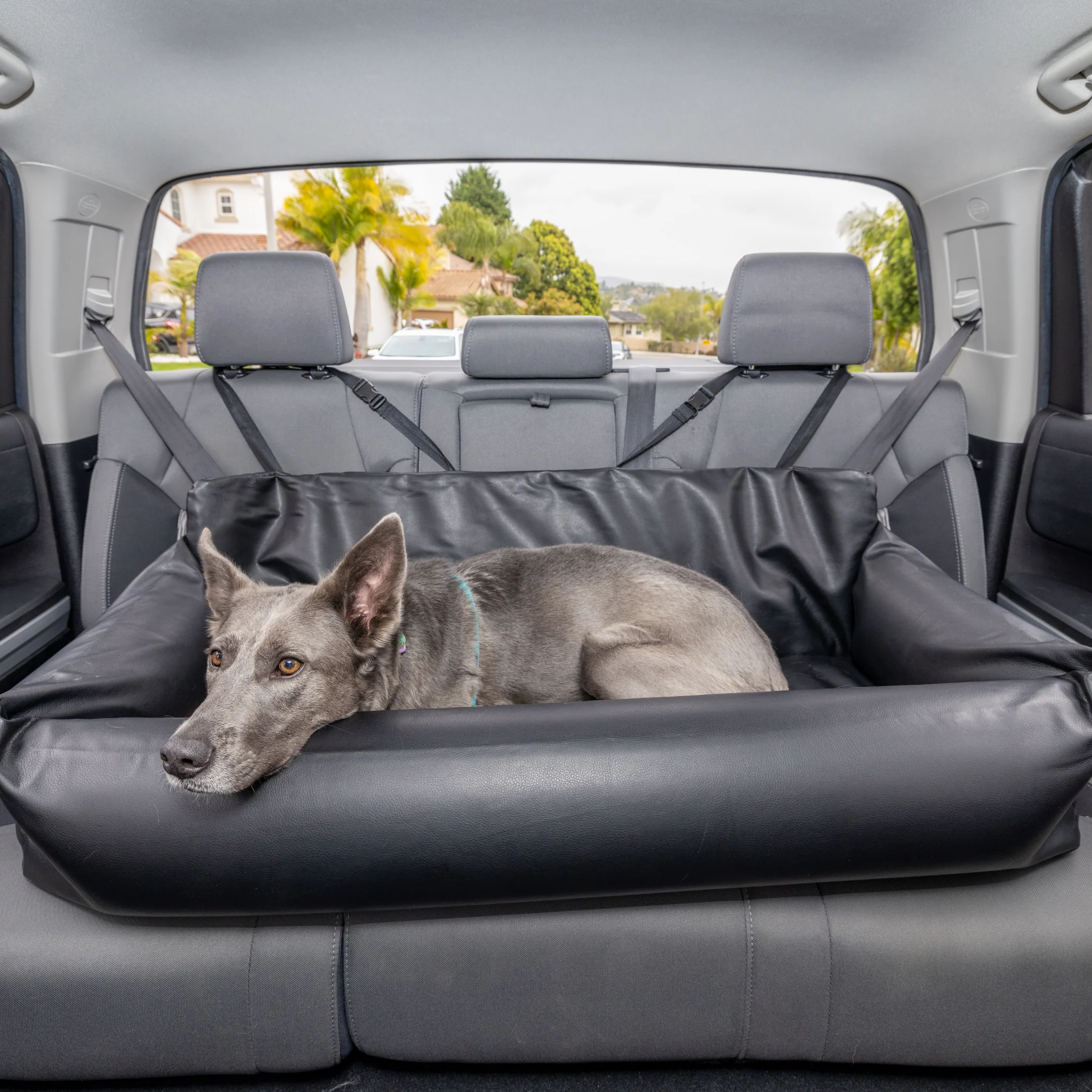 PupProtector™ Faux Leather Memory Foam Dog Car Bed -  Black - Image 14