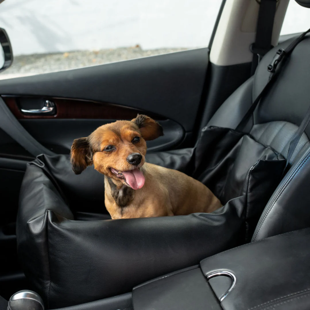PupProtector™ Faux Leather Memory Foam Dog Car Bed -  Black - Image 16
