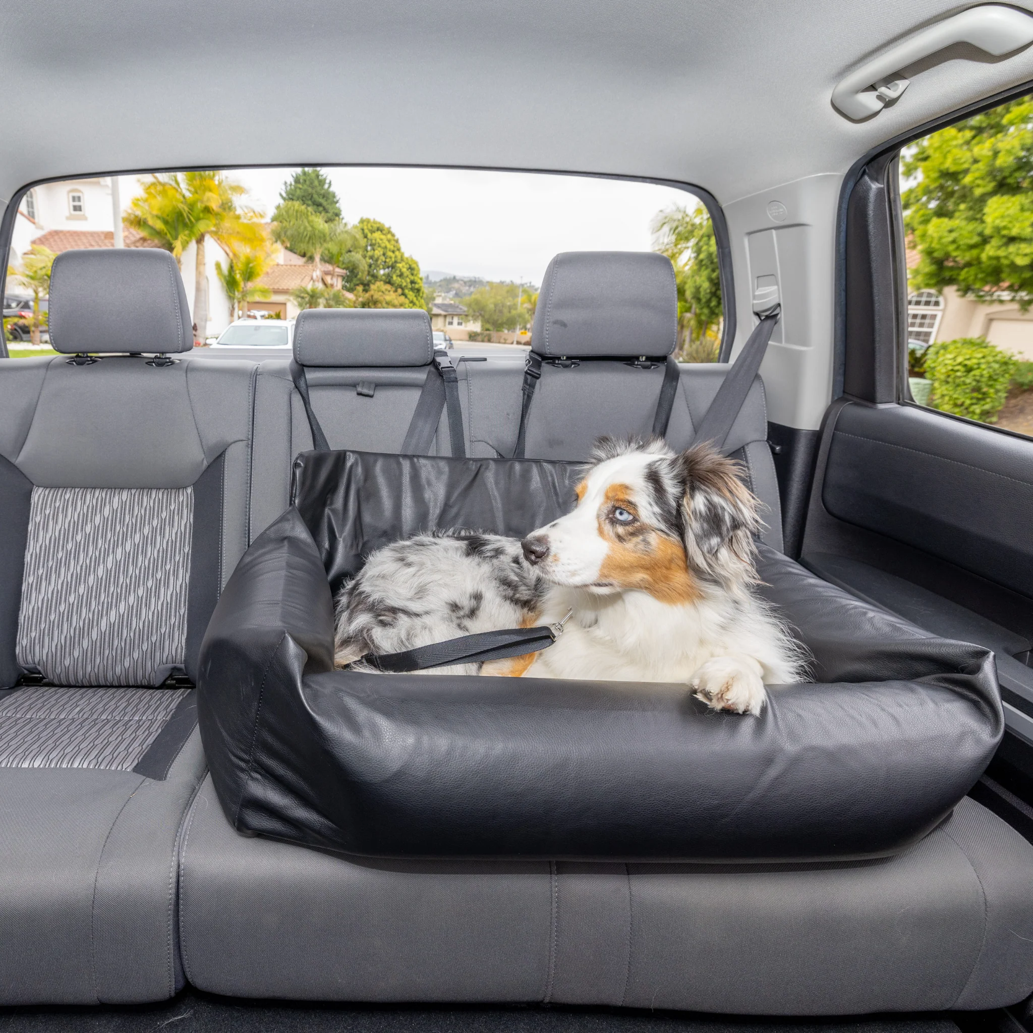 PupProtector™ Faux Leather Memory Foam Dog Car Bed -  Black - Image 18