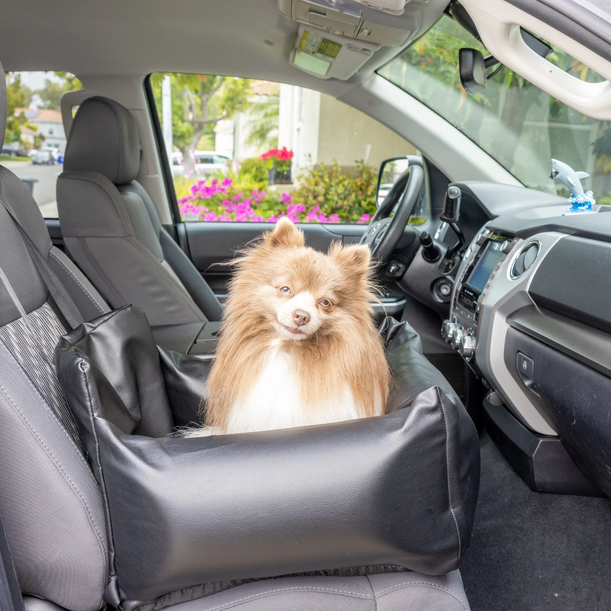 PupProtector™ Faux Leather Memory Foam Dog Car Bed -  Black - Image 3