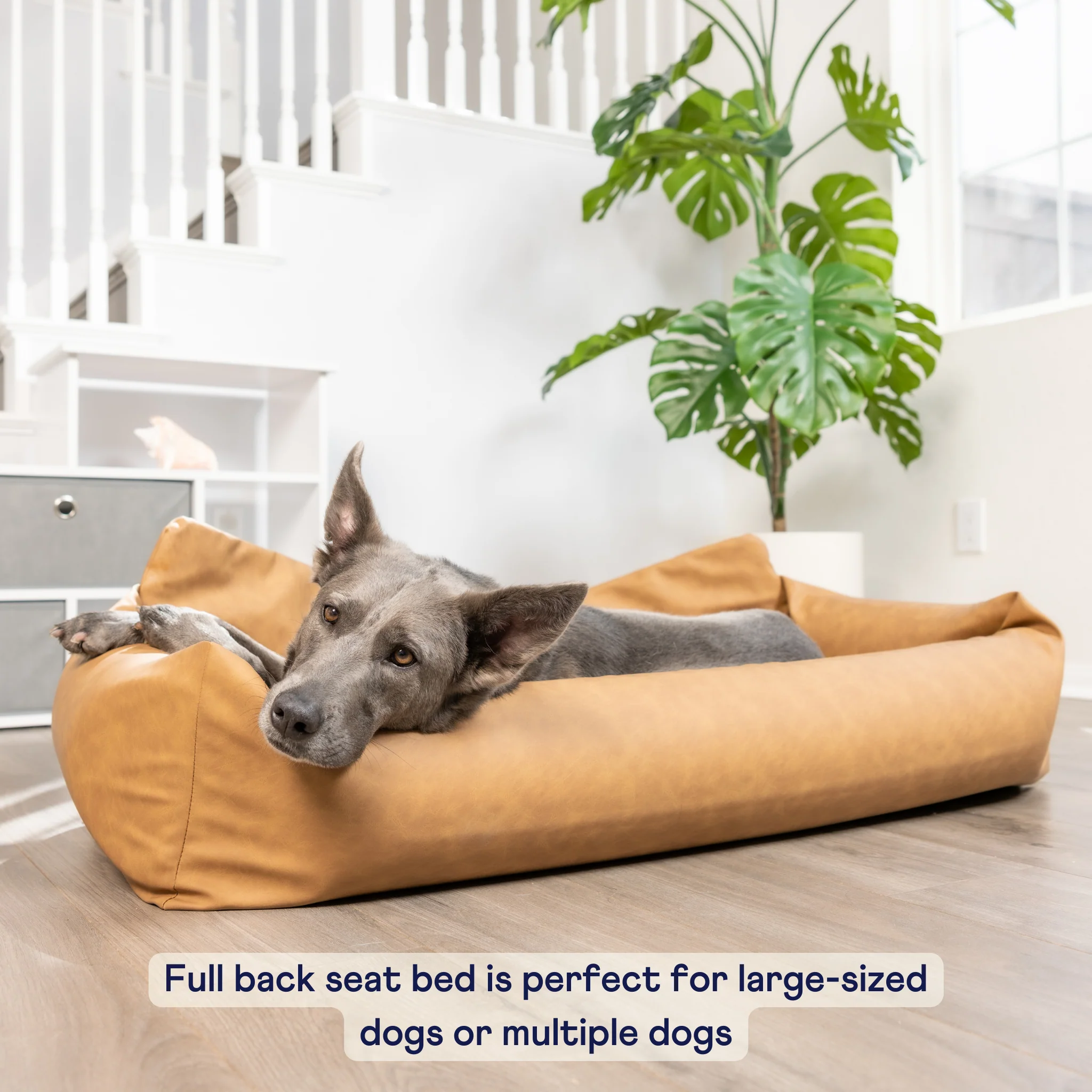 PupProtector™ Faux Leather Memory Foam Dog Car Bed - Camel - Image 12