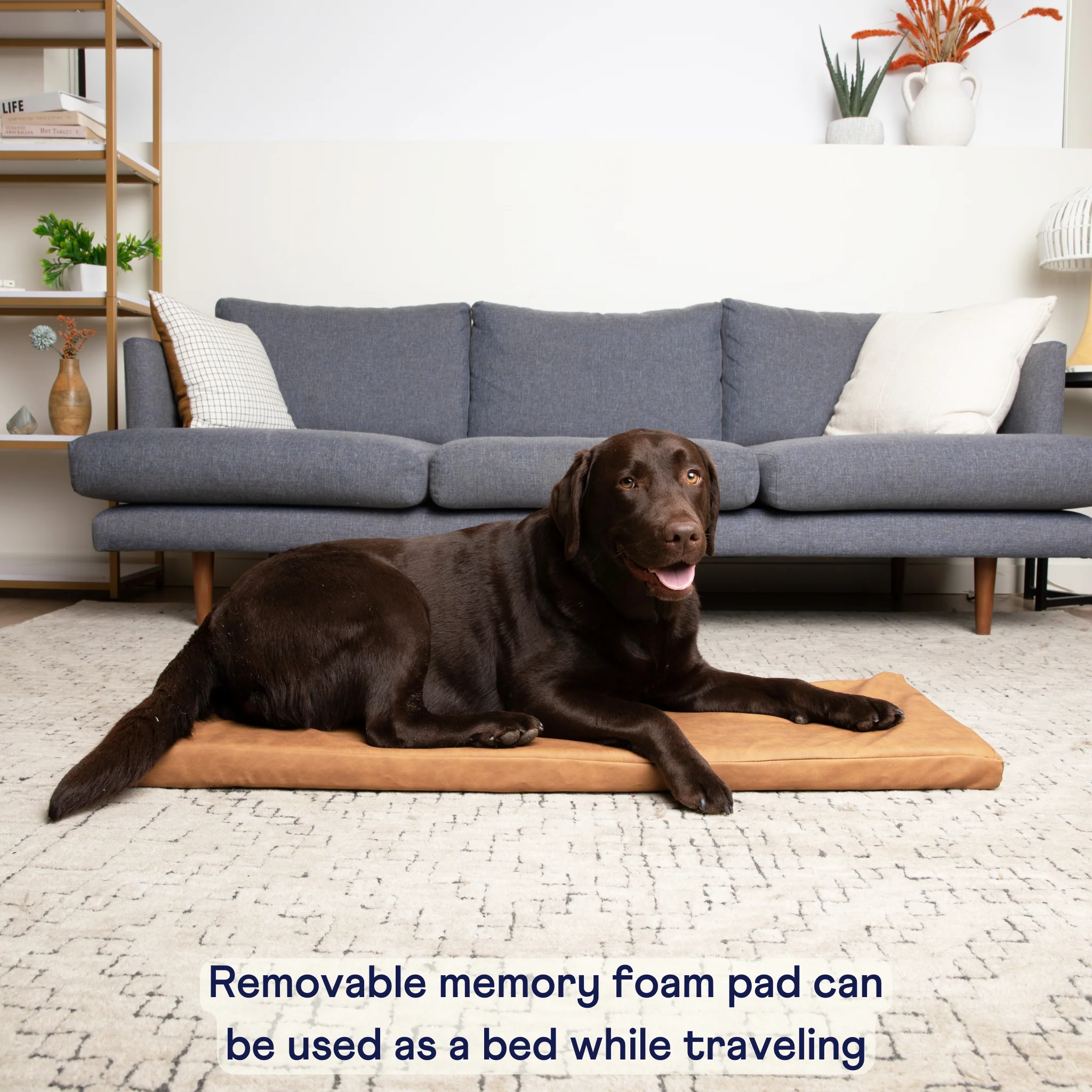 PupProtector™ Faux Leather Memory Foam Dog Car Bed - Camel - Image 14
