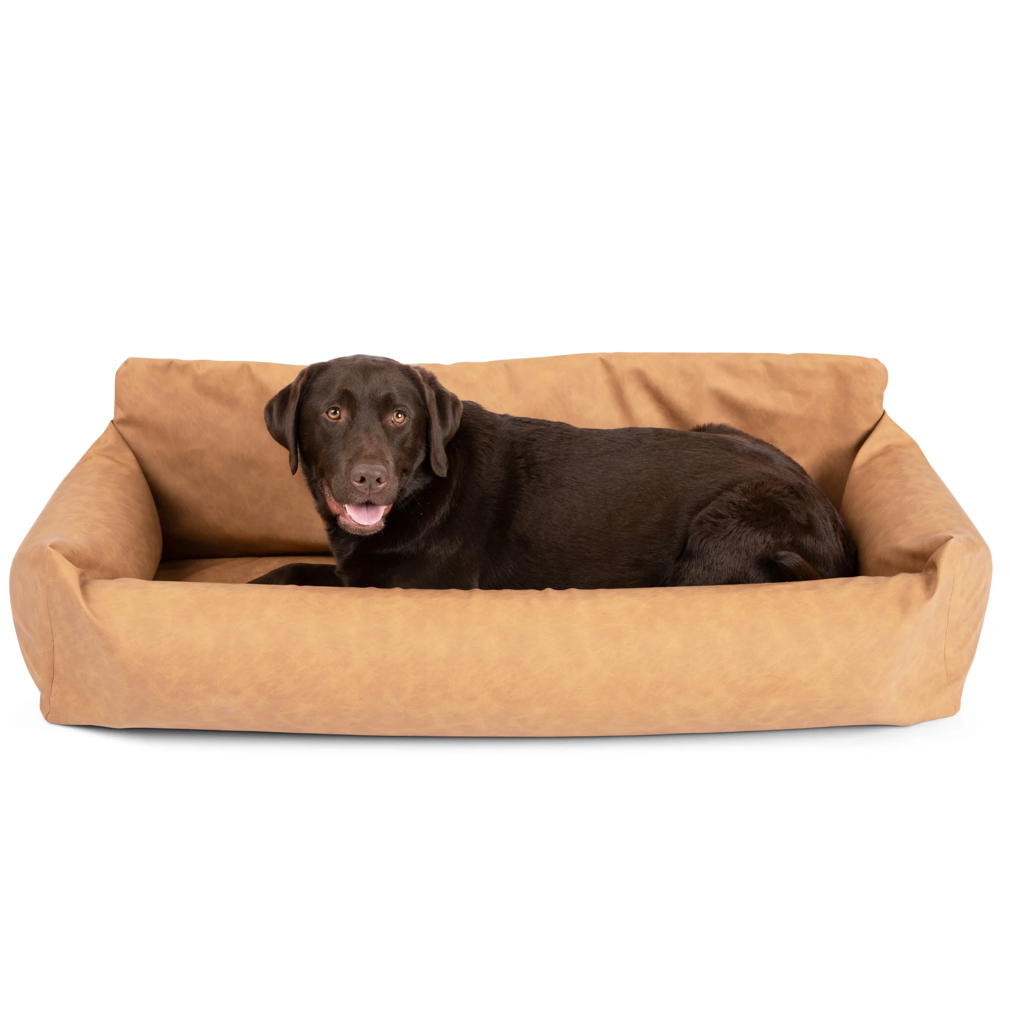 PupProtector™ Faux Leather Memory Foam Dog Car Bed - Camel - Image 18