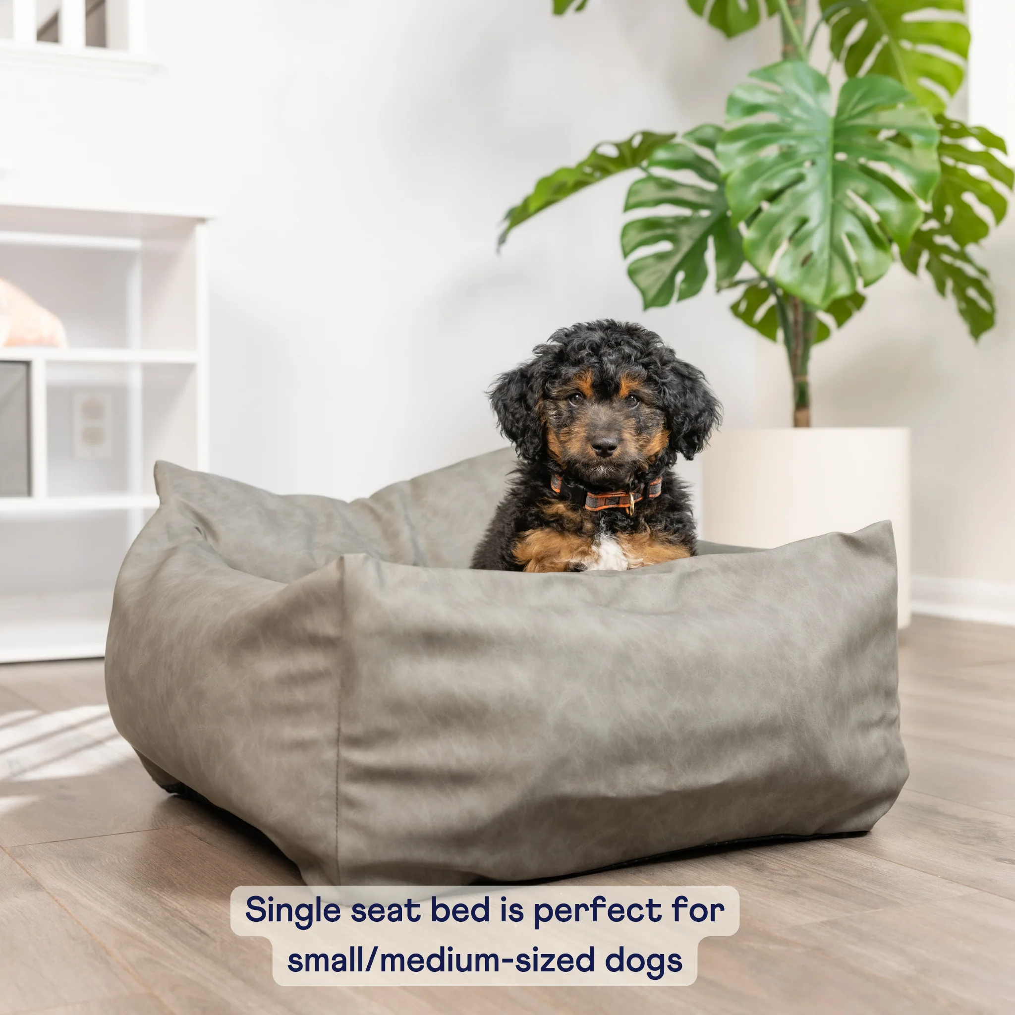PupProtector™ Faux Leather Memory Foam Dog Car Bed - Slate Gray - Image 10