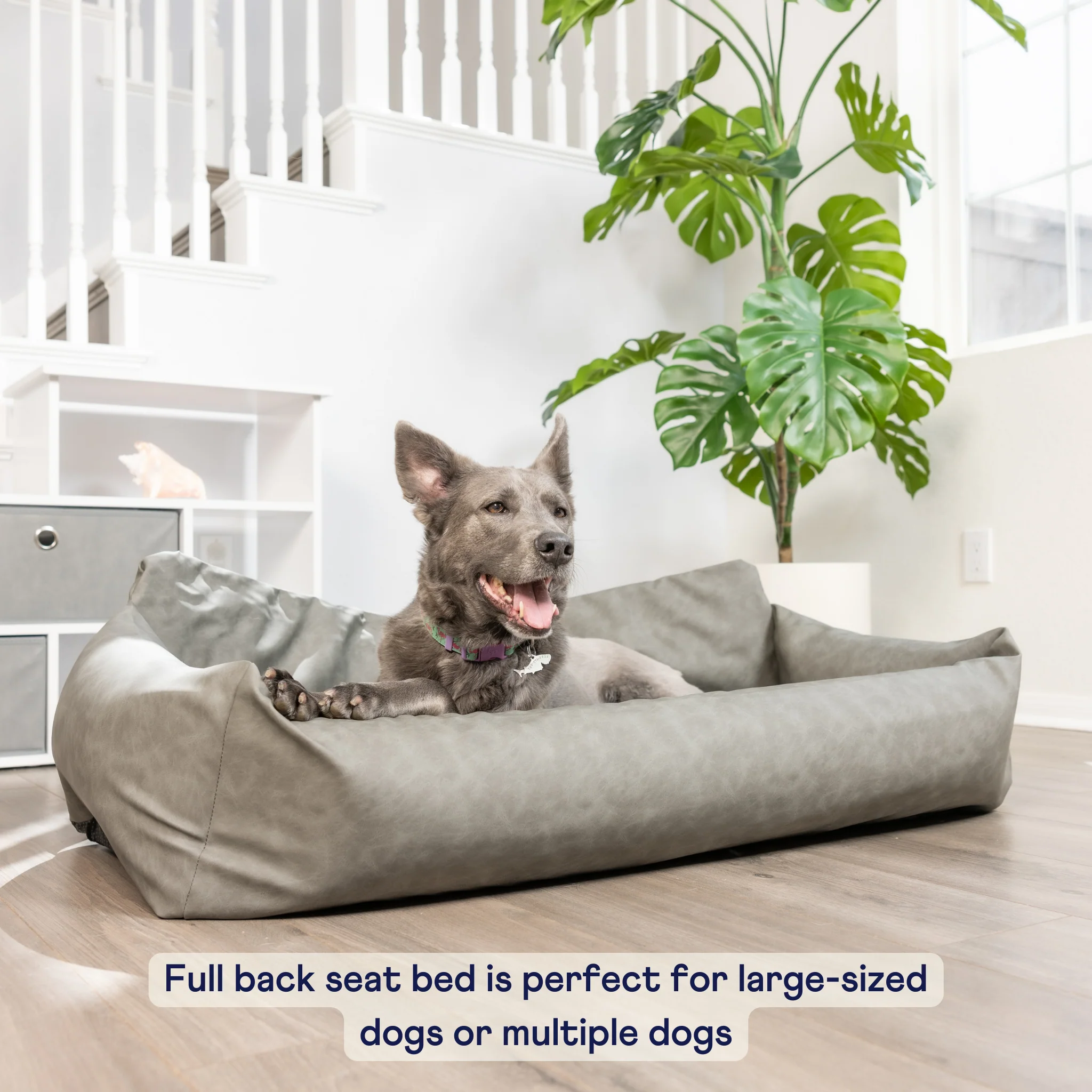 PupProtector™ Faux Leather Memory Foam Dog Car Bed - Slate Gray - Image 12
