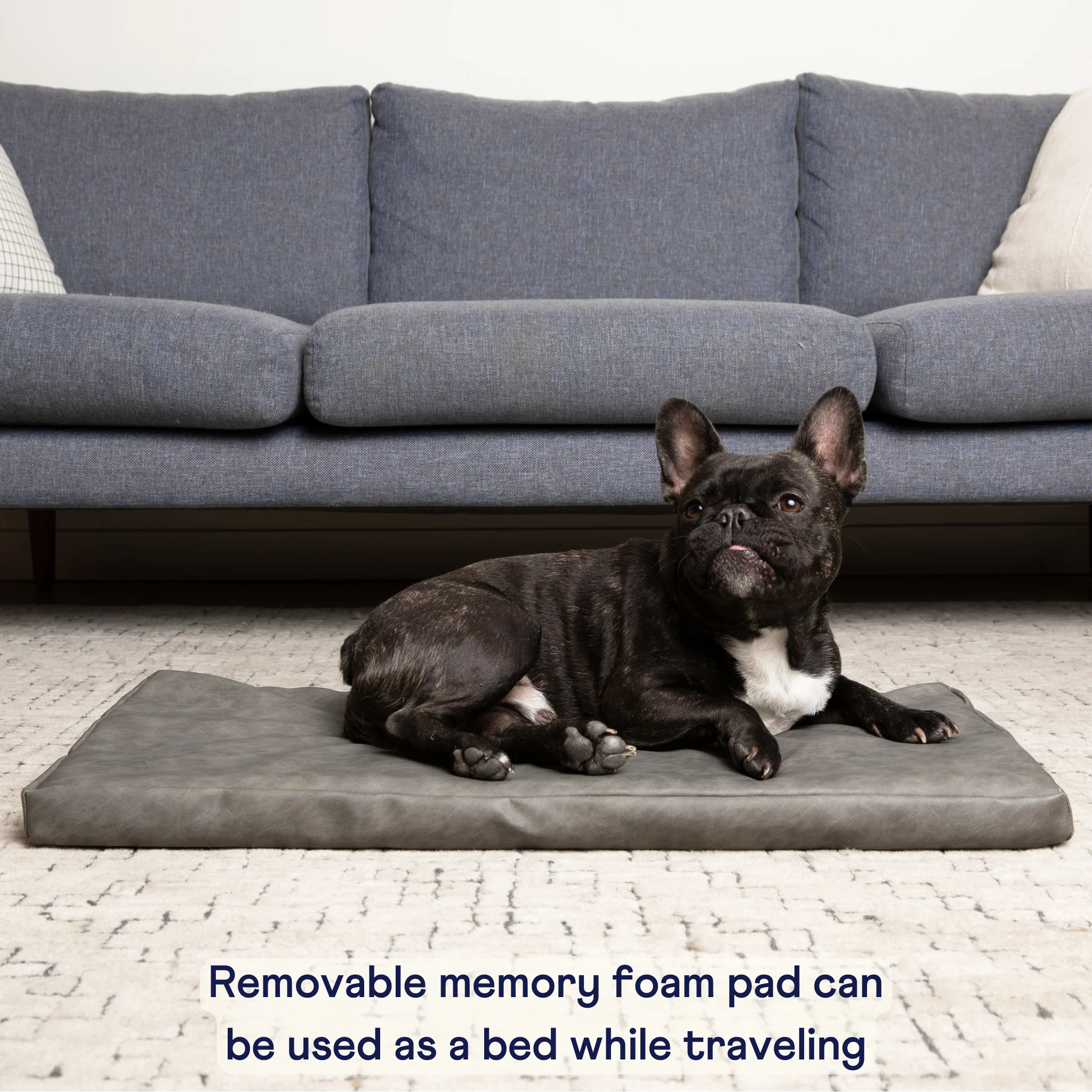 PupProtector™ Faux Leather Memory Foam Dog Car Bed - Slate Gray - Image 13