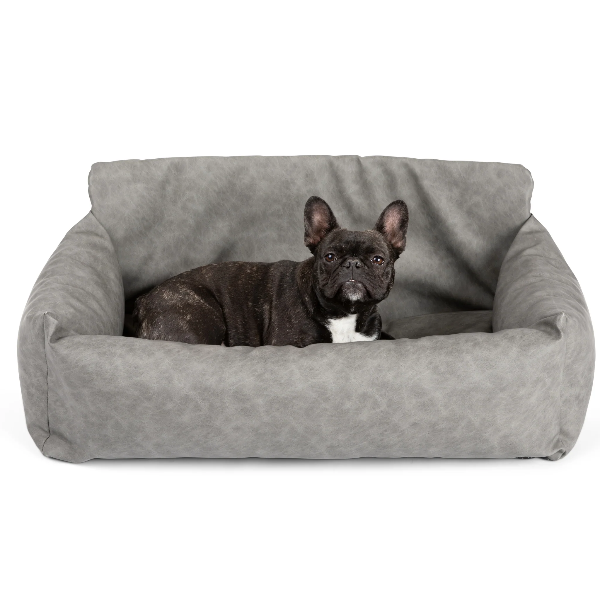 PupProtector™ Faux Leather Memory Foam Dog Car Bed - Slate Gray - Image 17