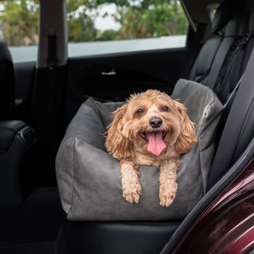 PupProtector™ Faux Leather Memory Foam Dog Car Bed - Slate Gray - Image 18