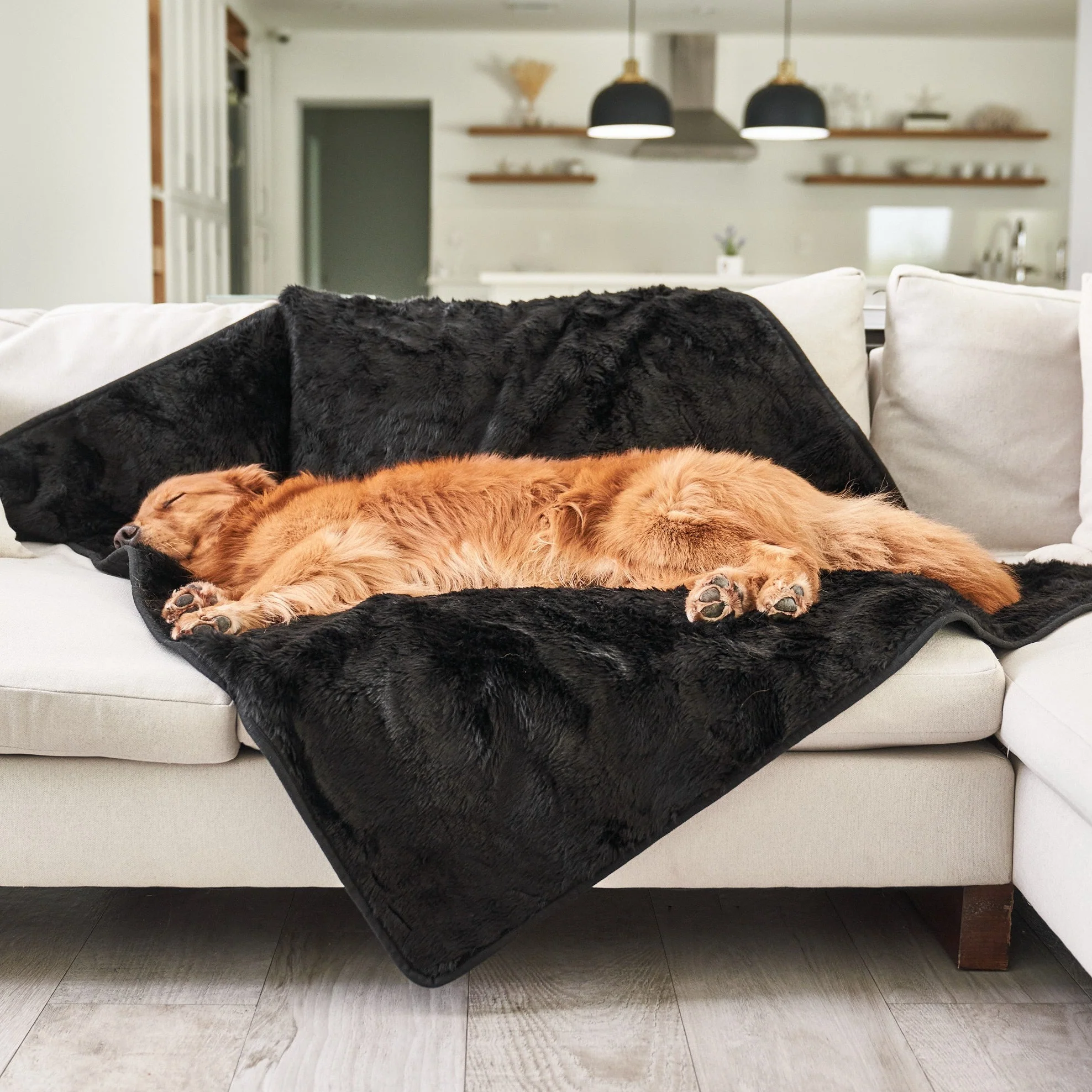 PupProtector™ Summer Short Fur Waterproof Throw Blanket - Midnight Black - Image 3