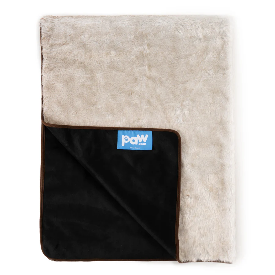 PupProtector™ Summer Short Fur Waterproof Throw Blanket - White with Brown Accents - Image 4