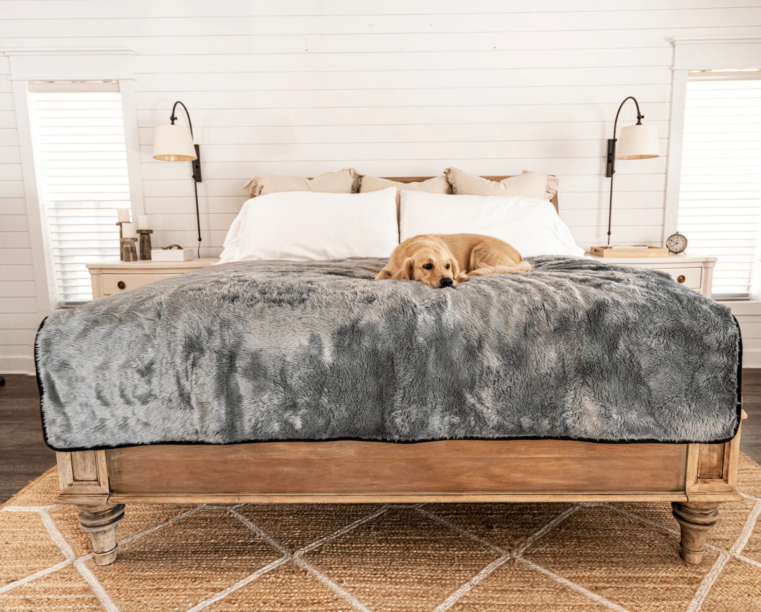 PupProtector™ Summer Short Fur Waterproof Throw Blanket - Charcoal Grey - Image 5