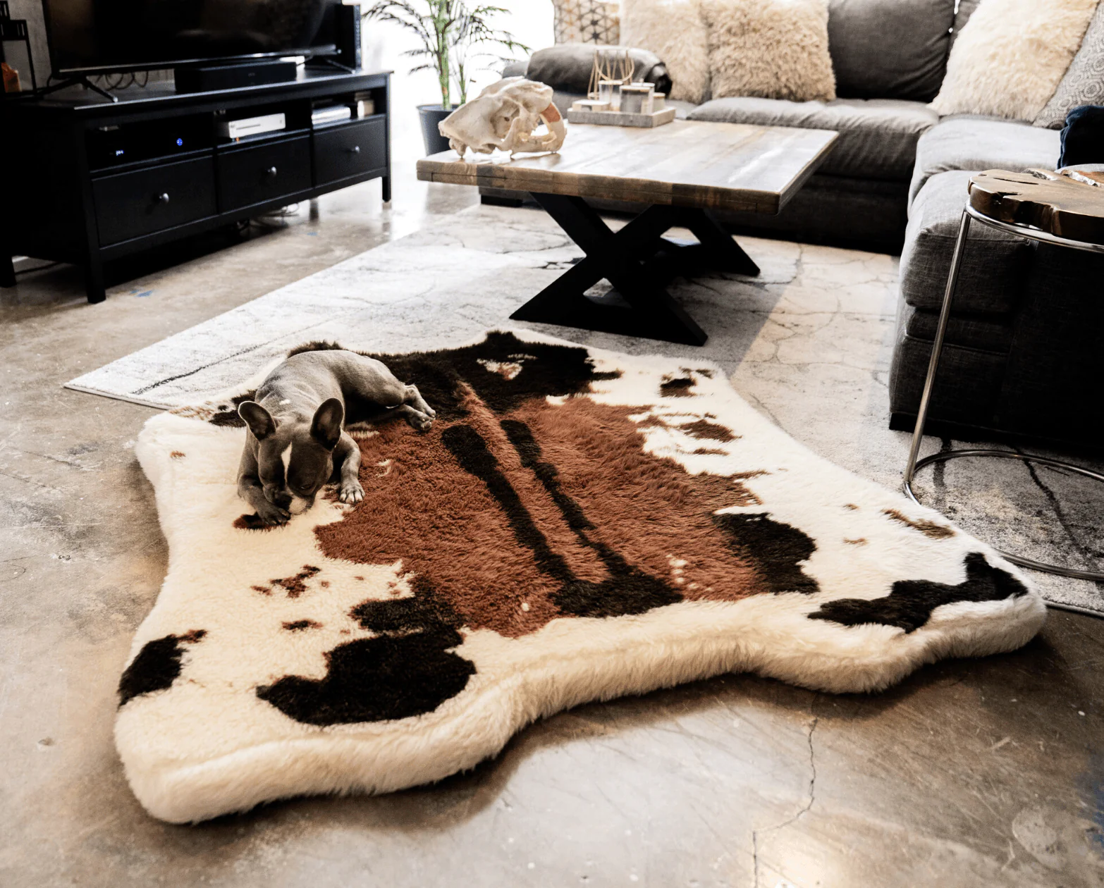 PupRug® Memory Foam Bed + Matching Waterproof Blanket Bundle - Brown Faux Cowhide - Image 6
