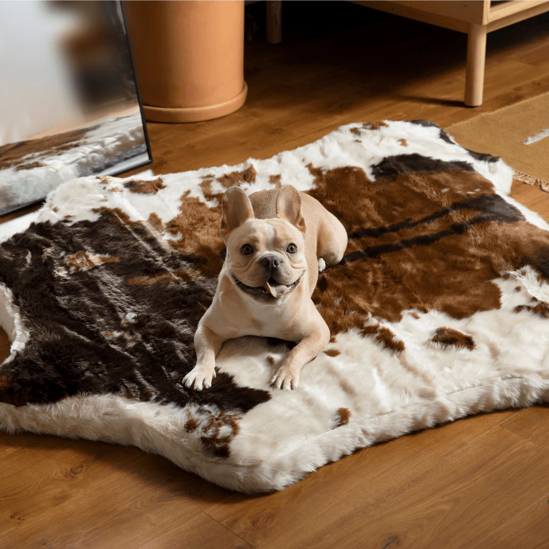 PupRug® Memory Foam Bed + Matching Waterproof Blanket Bundle - Brown Faux Cowhide - Image 7