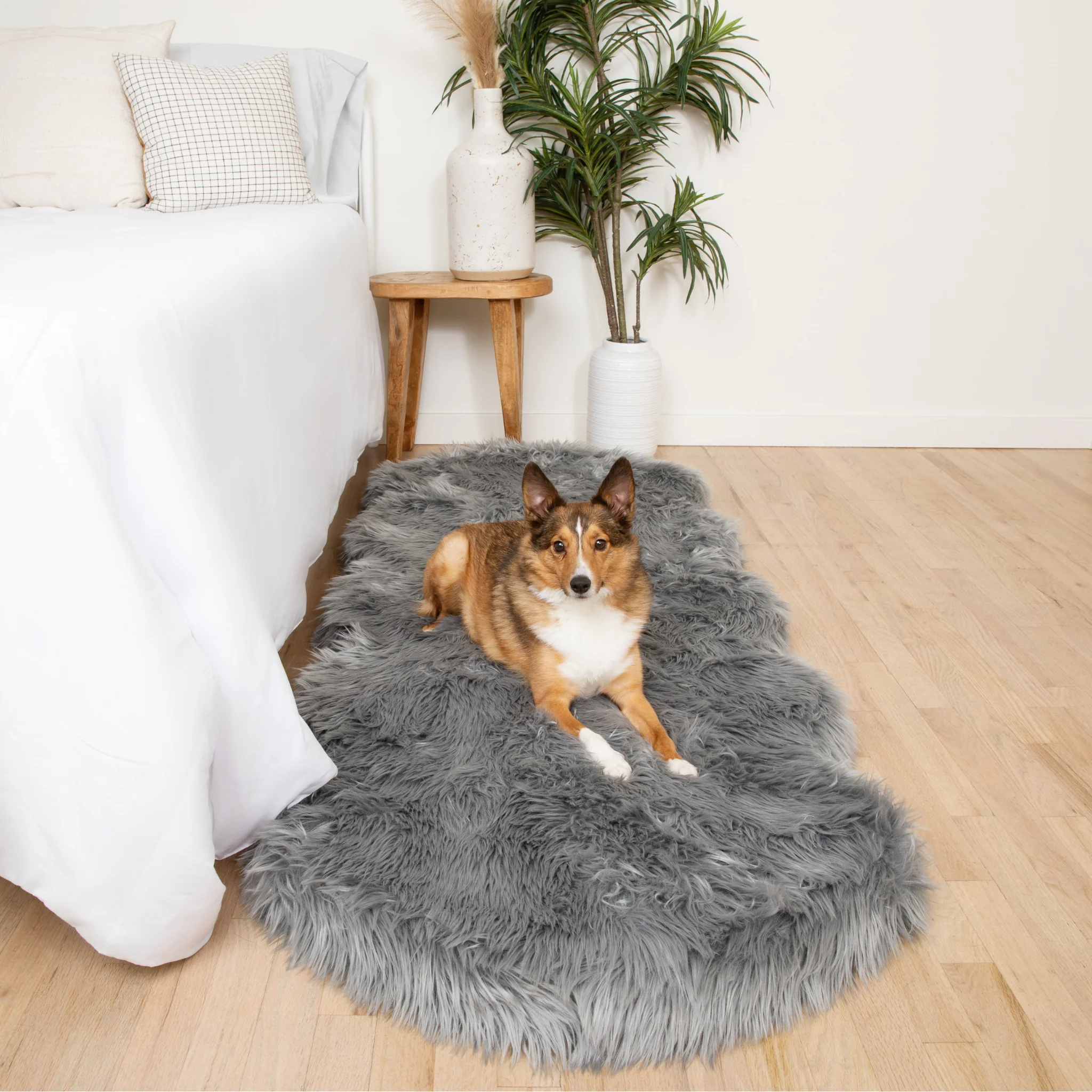PupRug® Runner Faux Fur Memory Foam Dog Bed - Charcoal Grey - Image 3