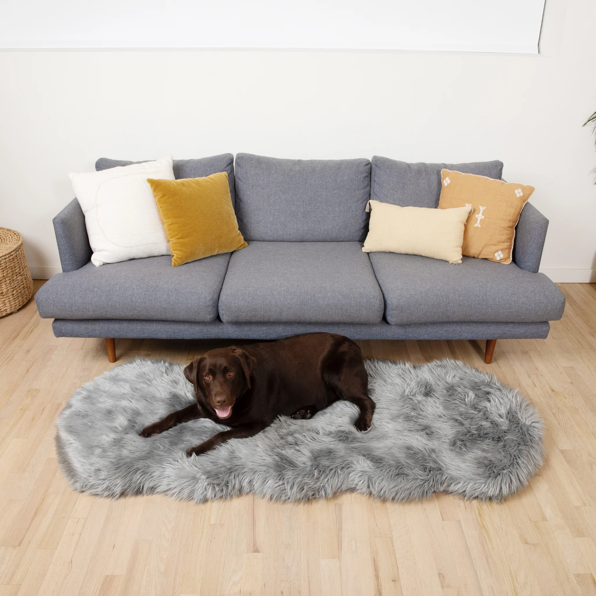 PupRug® Runner Faux Fur Memory Foam Dog Bed - Charcoal Grey - Image 4