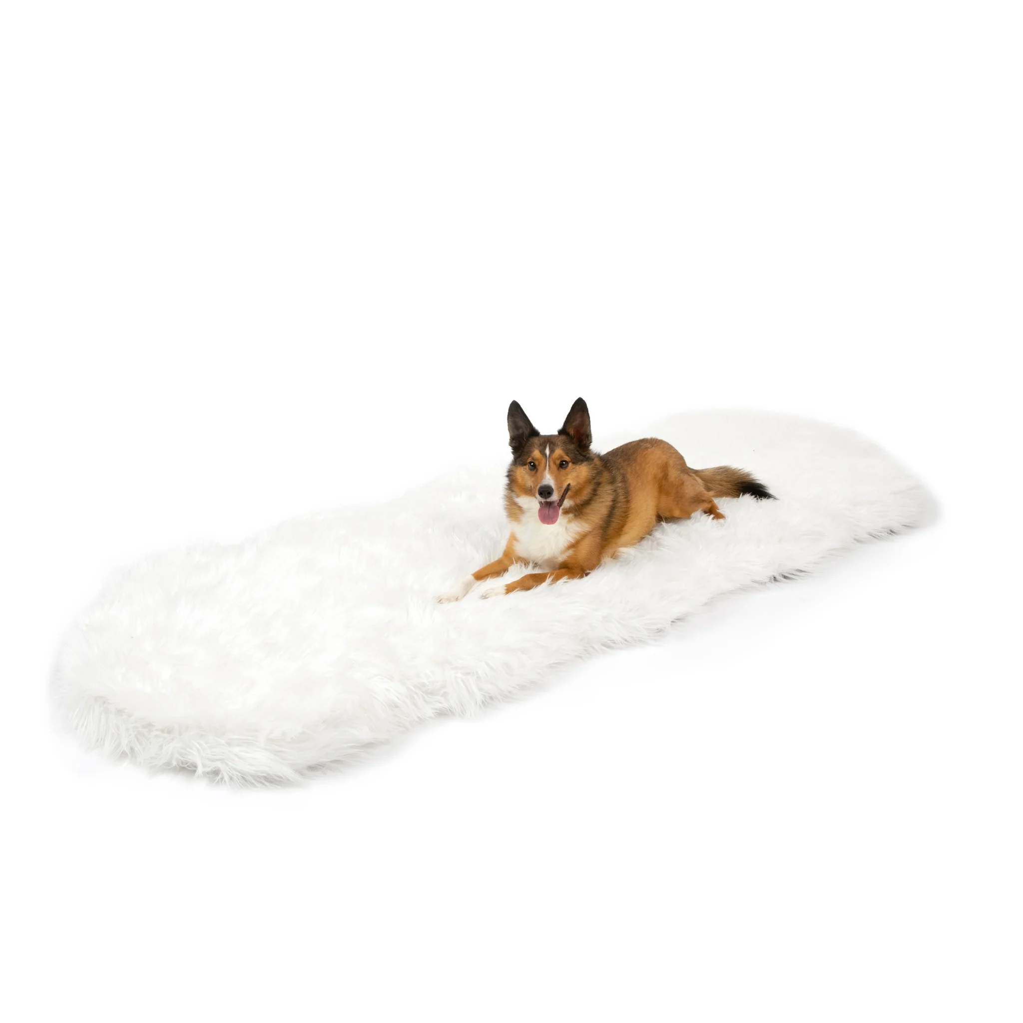 PupRug® Runner Faux Fur Memory Foam Dog Bed - Curve Polar White - Image 6