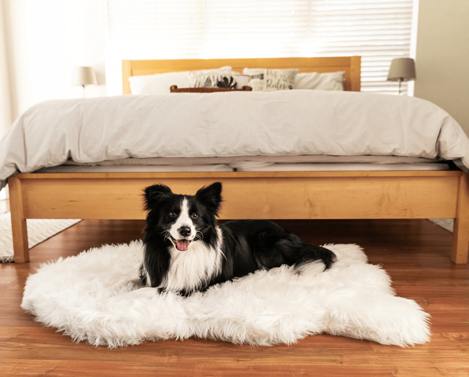 PupRug by Paw.com® Faux Fur Orthopedic Dog Bed - Curve Polar White - Image 7