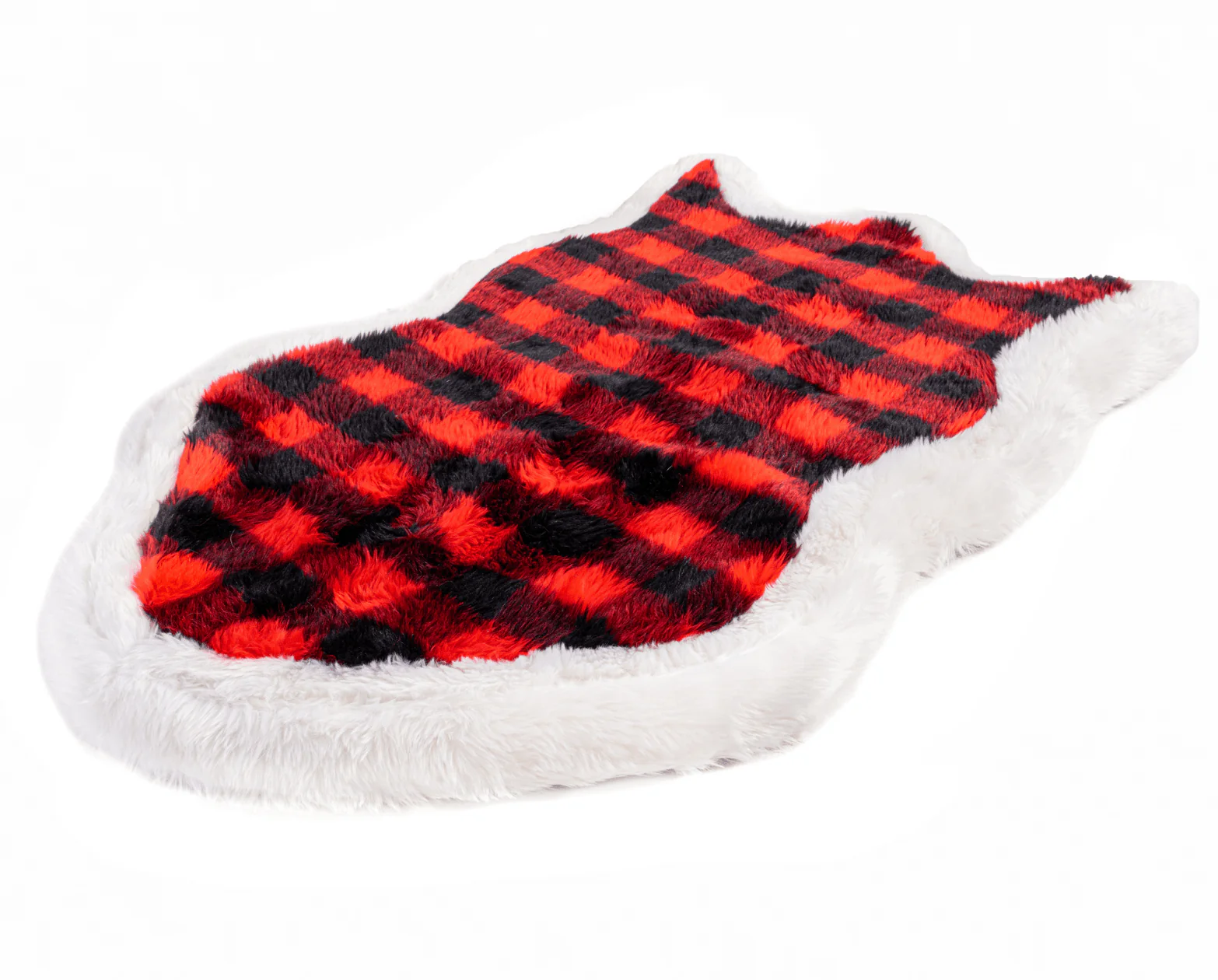 PupRug® Faux Fur Orthopedic Dog Bed Cover - Curve Red & Black Plaid (Bed Not Included) - Image 3