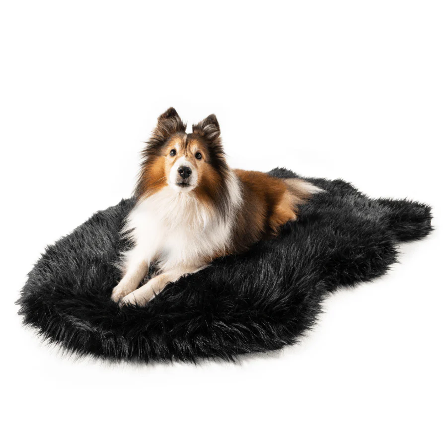 PupRug by Paw.com®  Faux Fur Orthopedic Dog Bed - Curve Midnight Black - Image 3