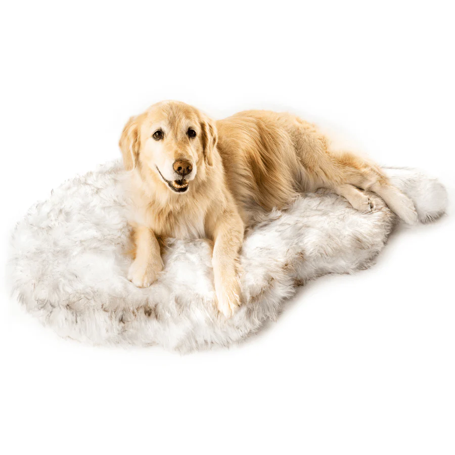 PupRug by Paw.com® Faux Fur Orthopedic Dog Bed - Curve White with Brown Accents - Image 5