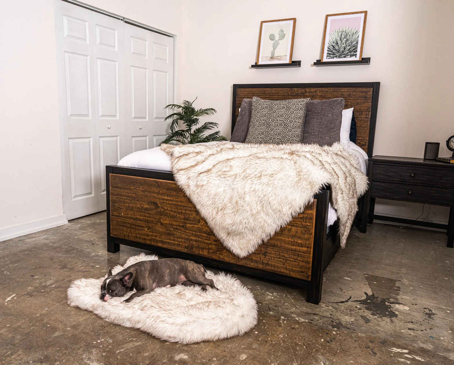PupRug® Orthopedic Bed + Matching Waterproof Blanket Bundle - White with Brown Accents - Image 3