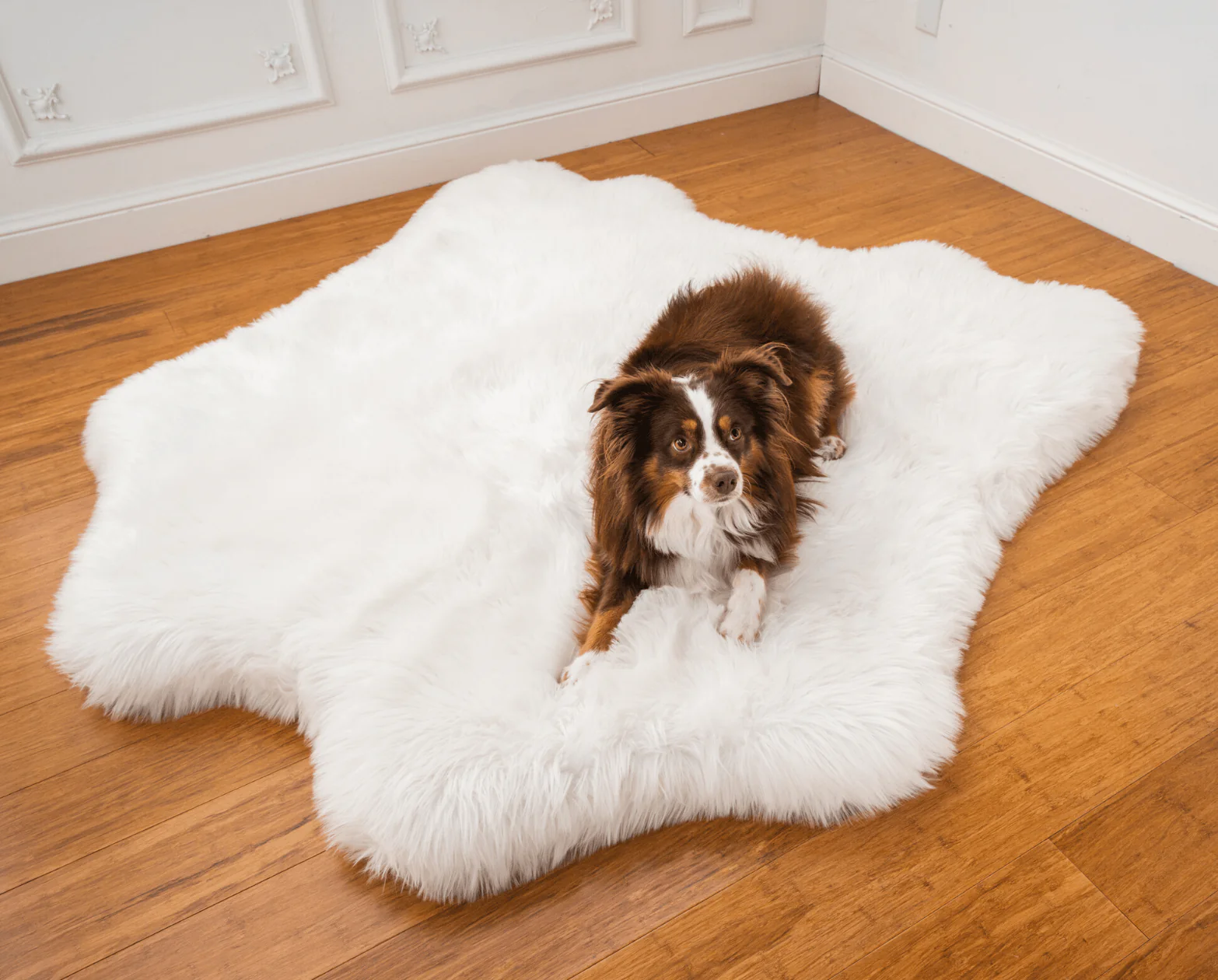 PupRug™ Animal Print Memory Foam Dog Bed Cover - Polar Bear Faux Hide (Bed Not Included) - Image 3