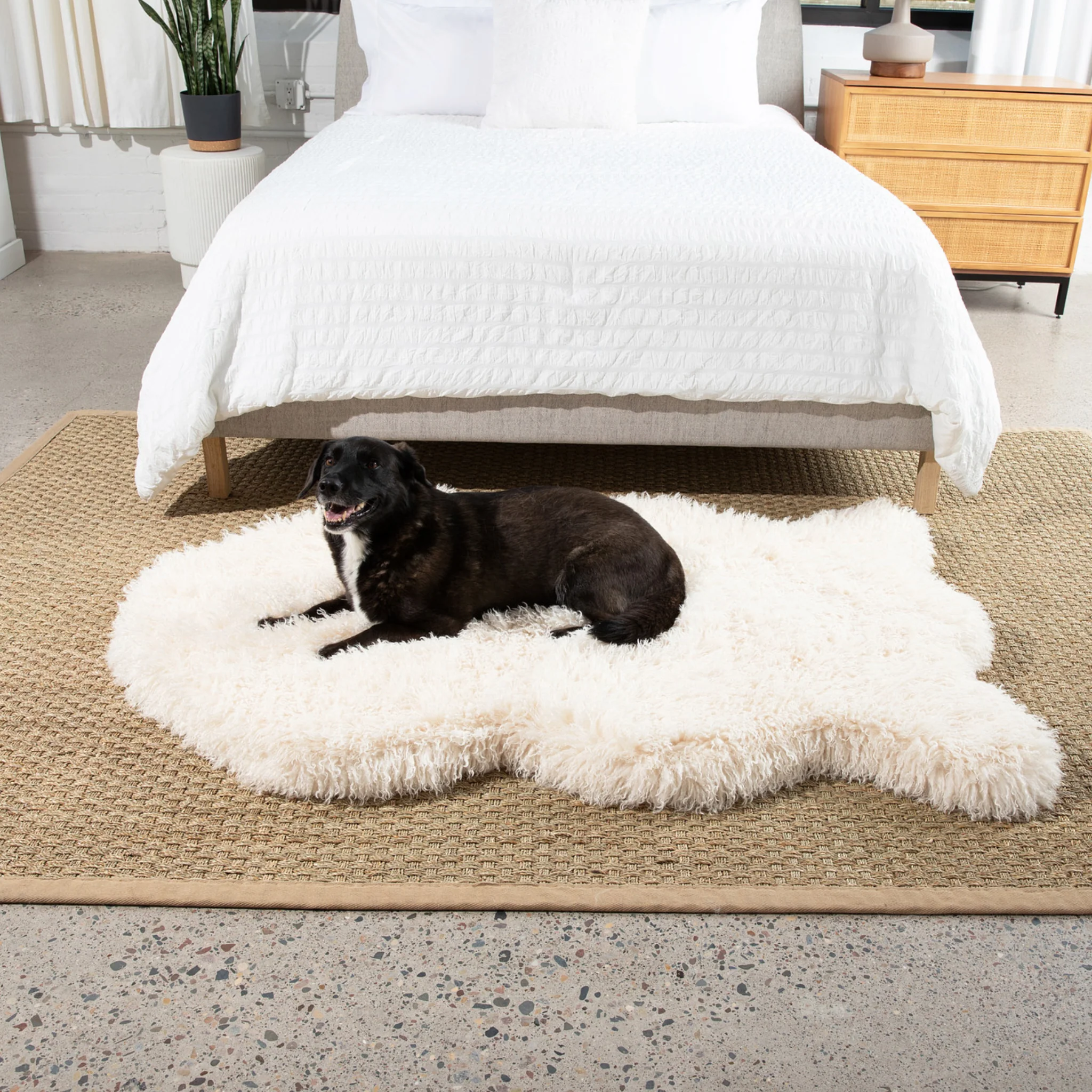 PupRug® Luxe Faux Fur Orthopedic Dog Bed - Plush Sheep Ivory - Image 14