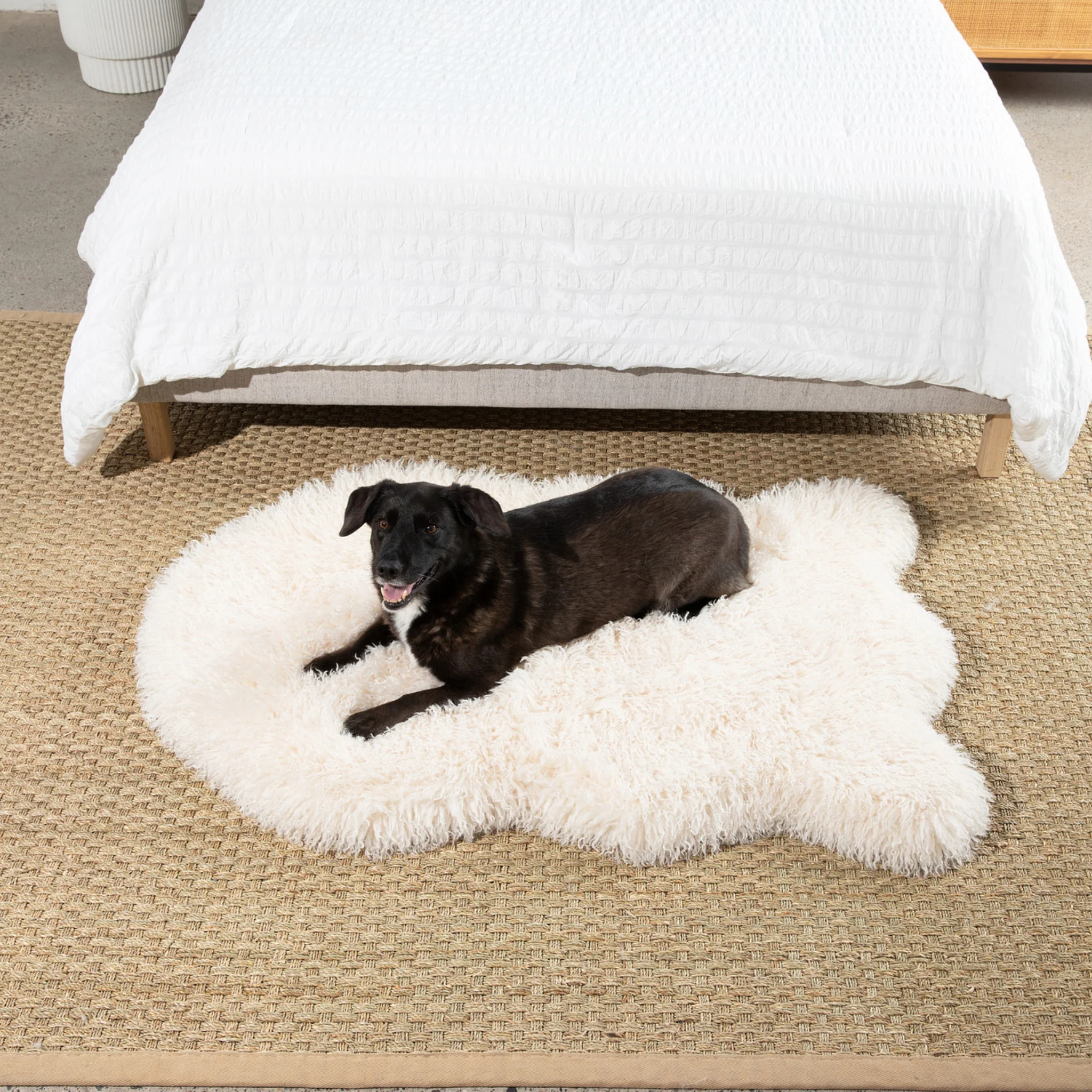 PupRug® Luxe Faux Fur Orthopedic Dog Bed - Plush Sheep Ivory - Image 5
