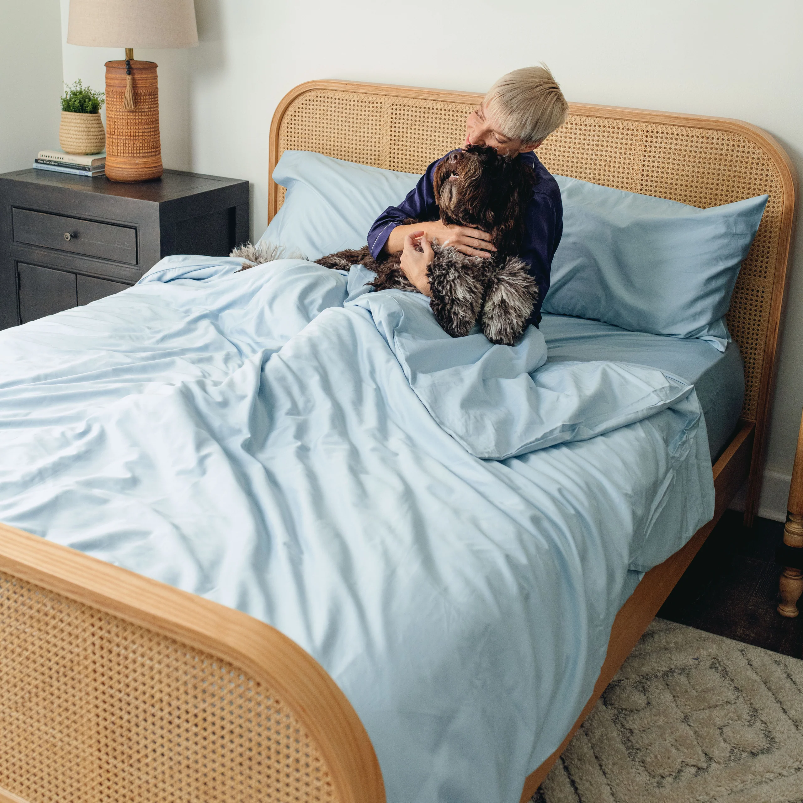 PupSheets™ Hair Resistant, Antimicrobial & Cooling Duvet Cover and Sham Set - Sky Blue - Image 3