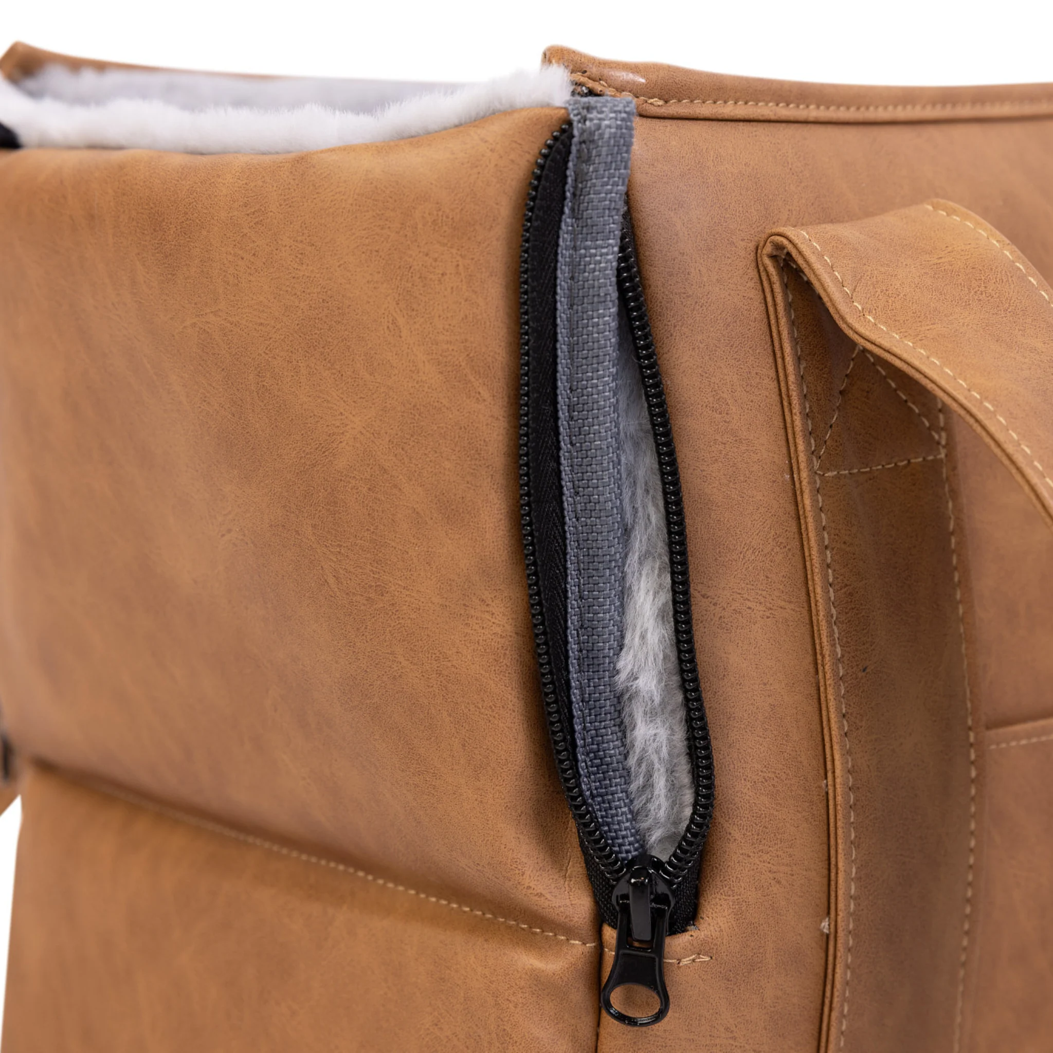 PupTote™ 3-in-1 Faux Leather Dog Carrier Bag 2.0 - Camel - Image 3