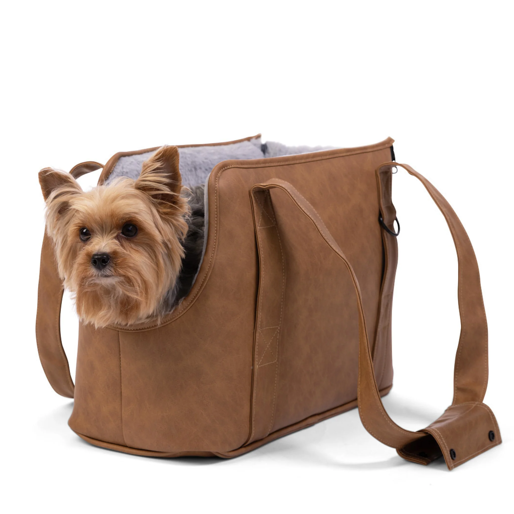 PupTote™ 3-in-1 Faux Leather Dog Carrier Bag 2.0 - Camel - Image 5
