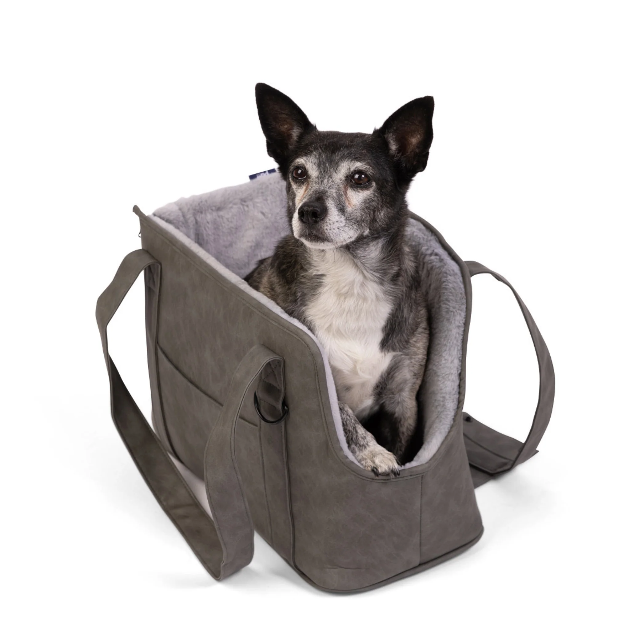 PupTote™ 3-in-1 Faux Leather Dog Carrier Bag 2.0 - Slate Grey - Image 3