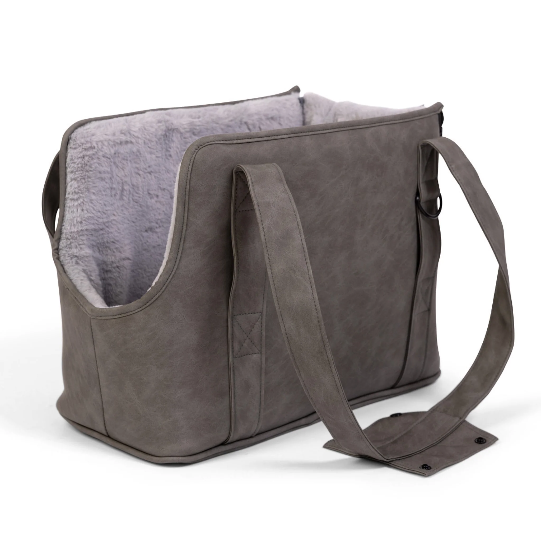 PupTote™ 3-in-1 Faux Leather Dog Carrier Bag 2.0 - Slate Grey - Image 8